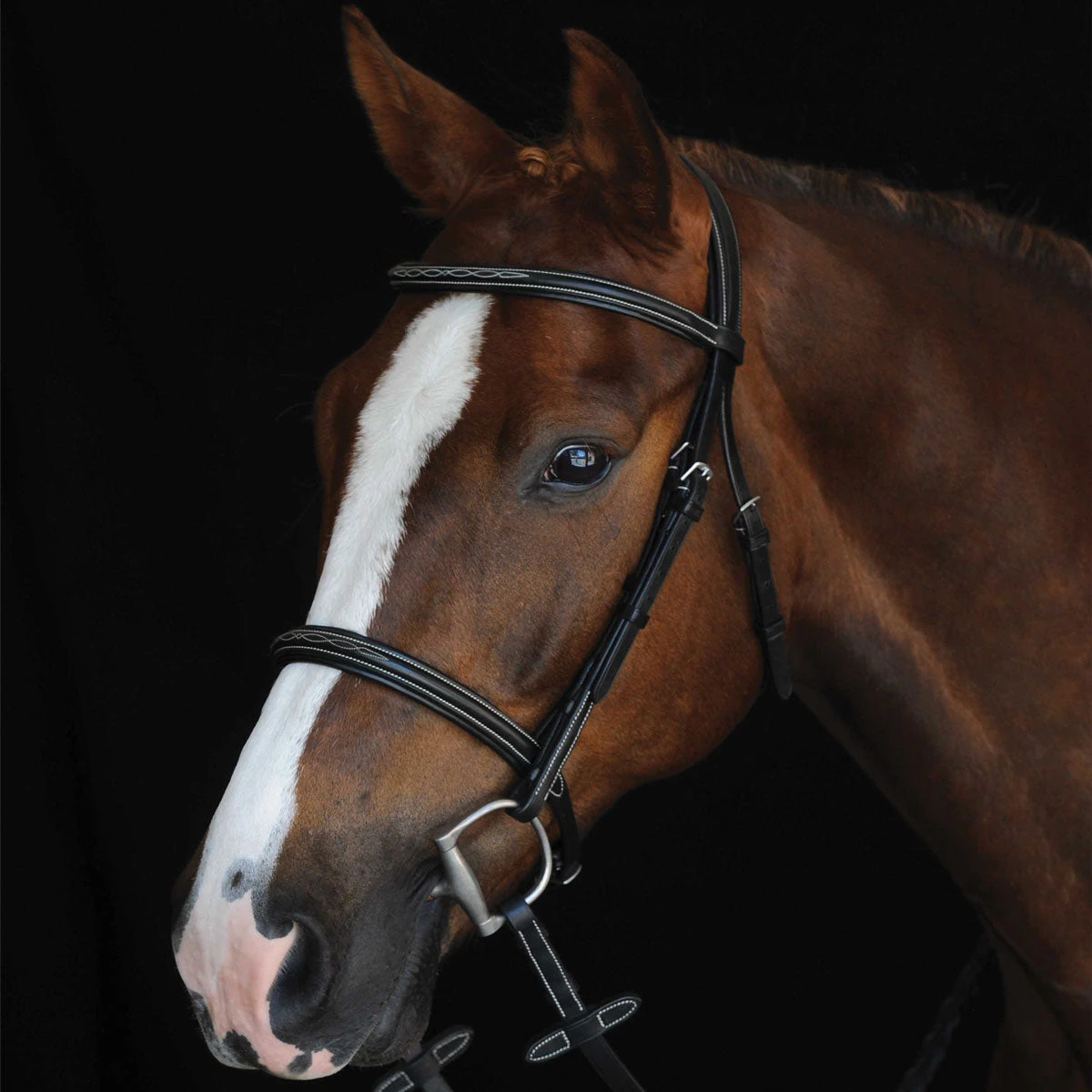 Collegiate Comfort Crown Fancy Stitched Raised Cavesson Bridle 3 Collegiate Comfort Crown Fancy Stitched Raised Cavesson Bridle